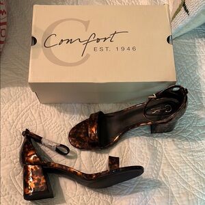 Women's leopard Brown Block Heel Sandals